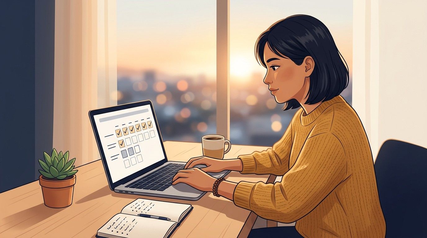 ilustrasi anak muda fokus bekerja mindset side hustle konsisten cuan
