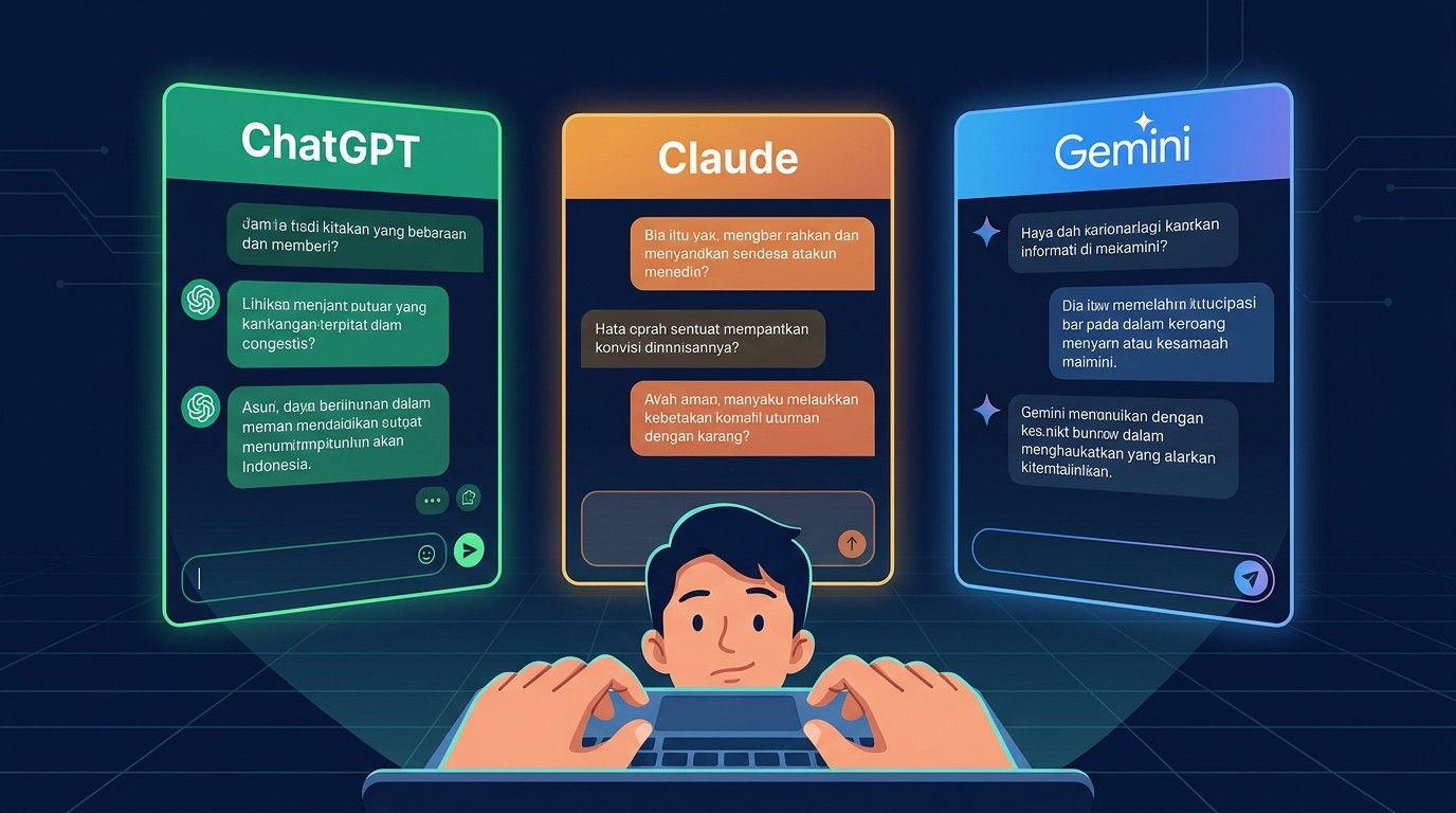 perbandingan chatgpt vs claude vs gemini untuk side hustle indonesia